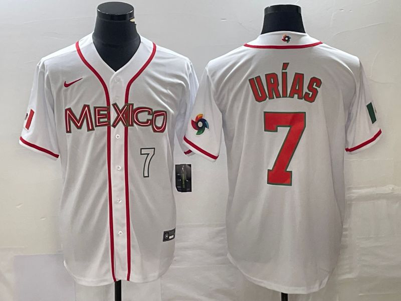 Men 2023 World Cub Mexico #7 Urias White red Nike MLB Jersey5->more jerseys->MLB Jersey